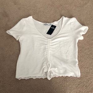 Ribbed White Hollister Crop Tee